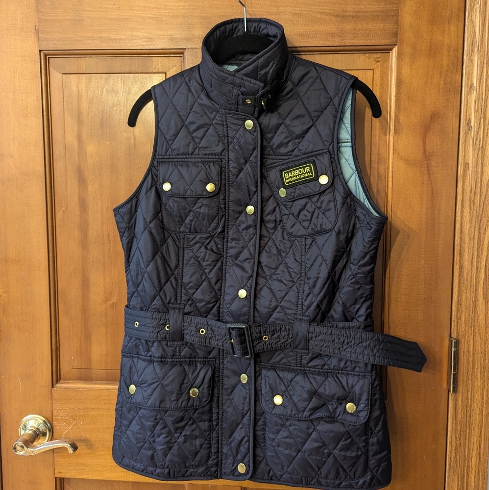 Barbour International Gilet Quilted Vest US 6 Navy